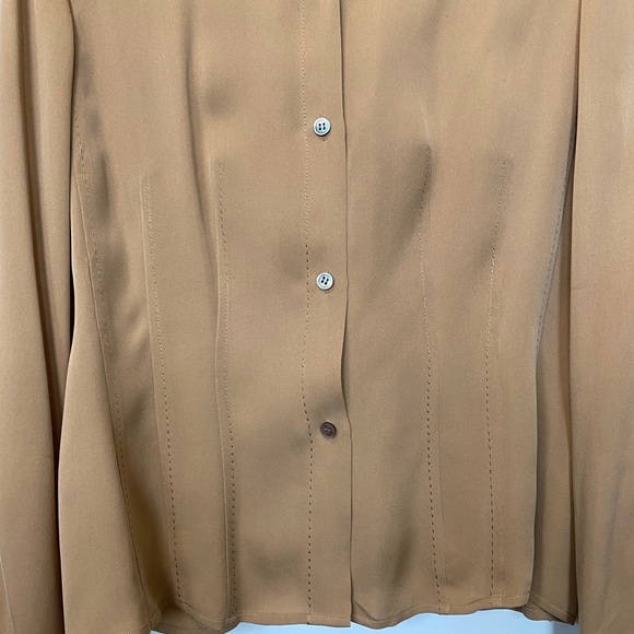 VTG 90s LIZ CLAIRBORNE BUTTON DOWN SILK BLOUSE - Picture 5 of 9